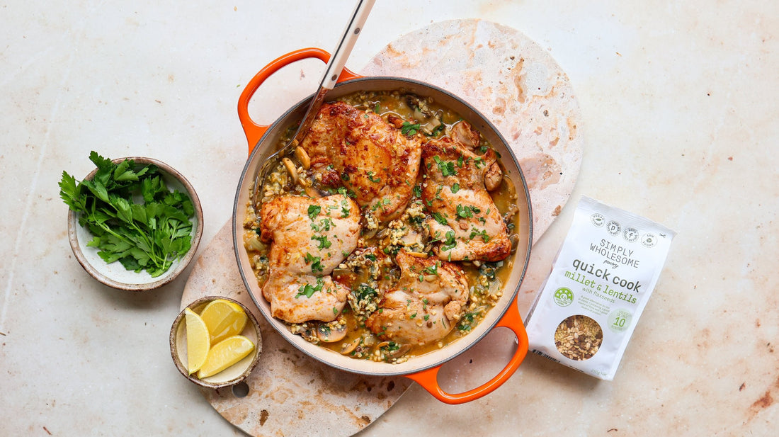 One Pot Chicken, Lentil & Mushrooms
