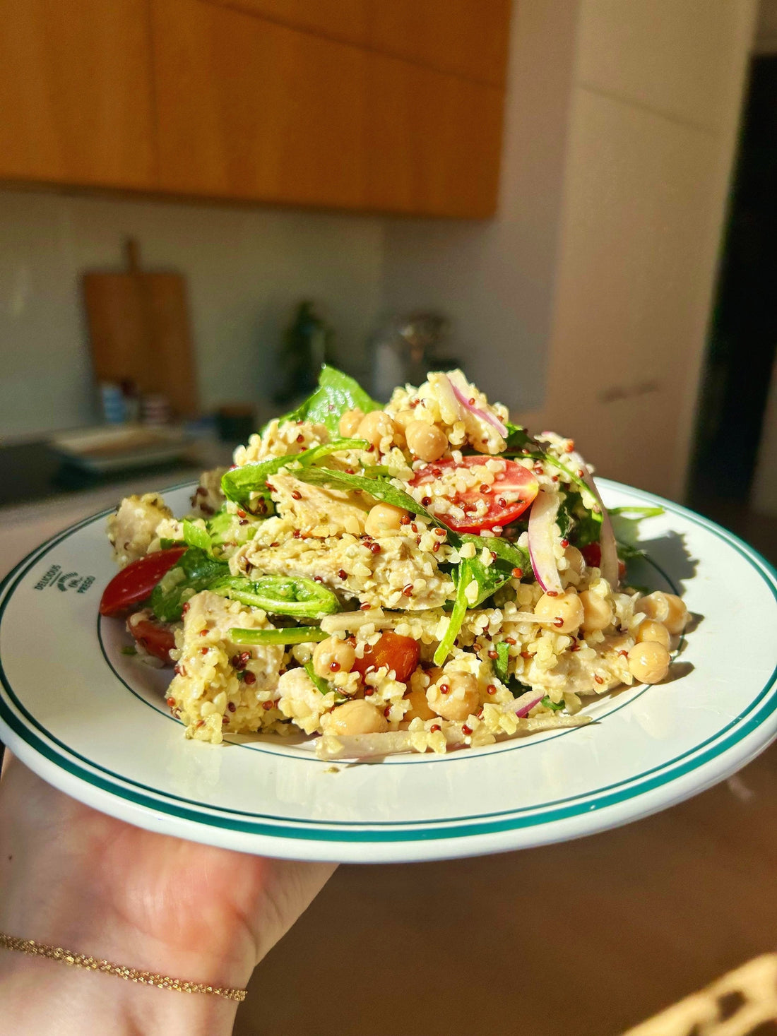 Pesto Chicken Salad with Bulgur and Quinoa