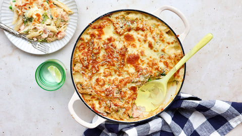 Creamy Salmon and Leek Pasta Bake