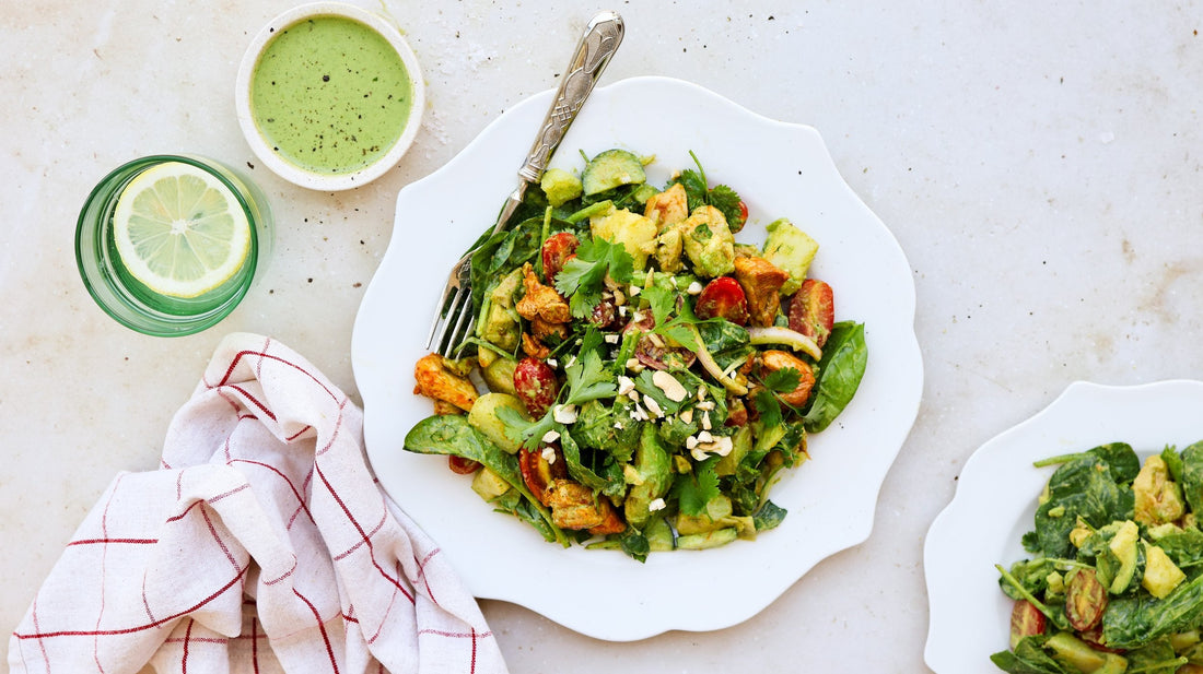 Grilled Butter Chicken Salad with Minted Yoghurt Dressing