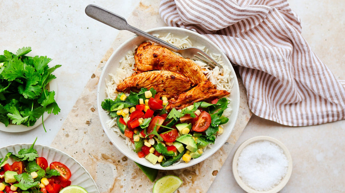 Mexican Chicken with Corn Salsa and Rice