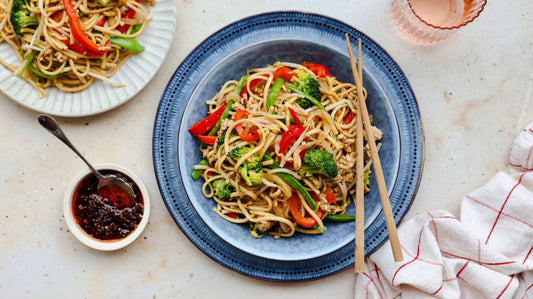 Spicy Pork Noodles with Broccoli and Capsicum