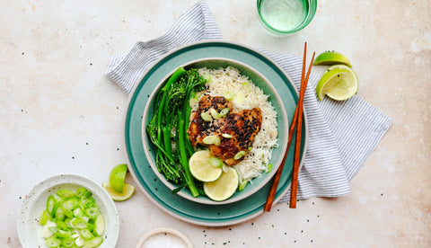 Teriyaki Sesame Chicken with Broccolini and Rice