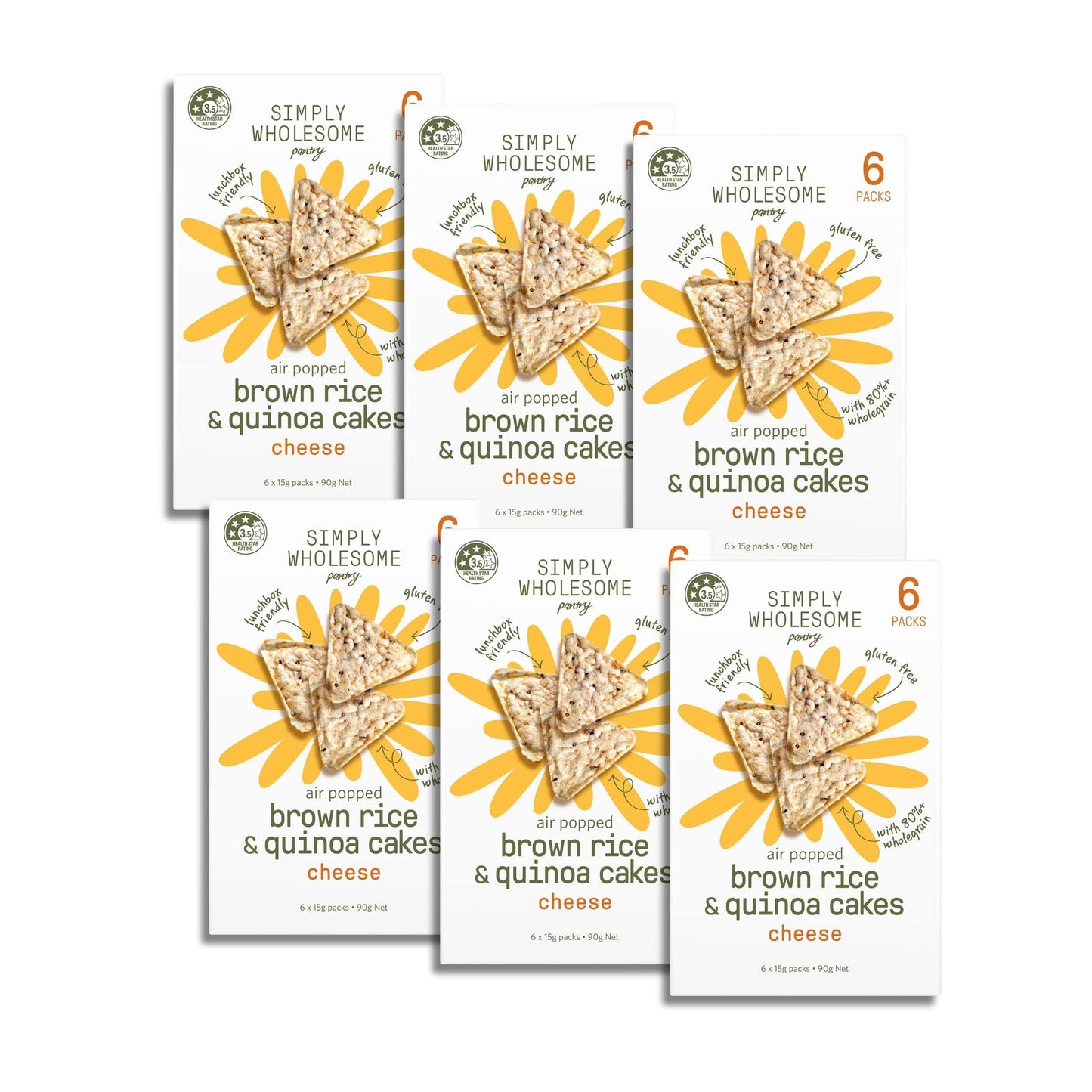 Air Popped Rice & Quinoa Cakes Cheese - 6 Pack Bundle