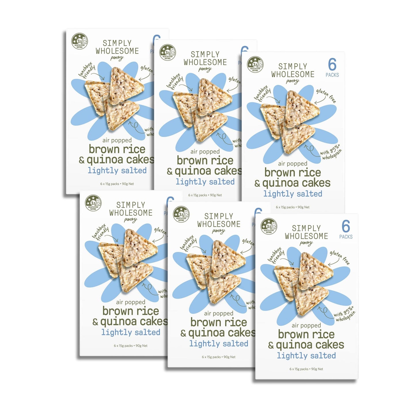 Air Popped Rice & Quinoa Cakes Lightly Salted - 6 Pack Bundle