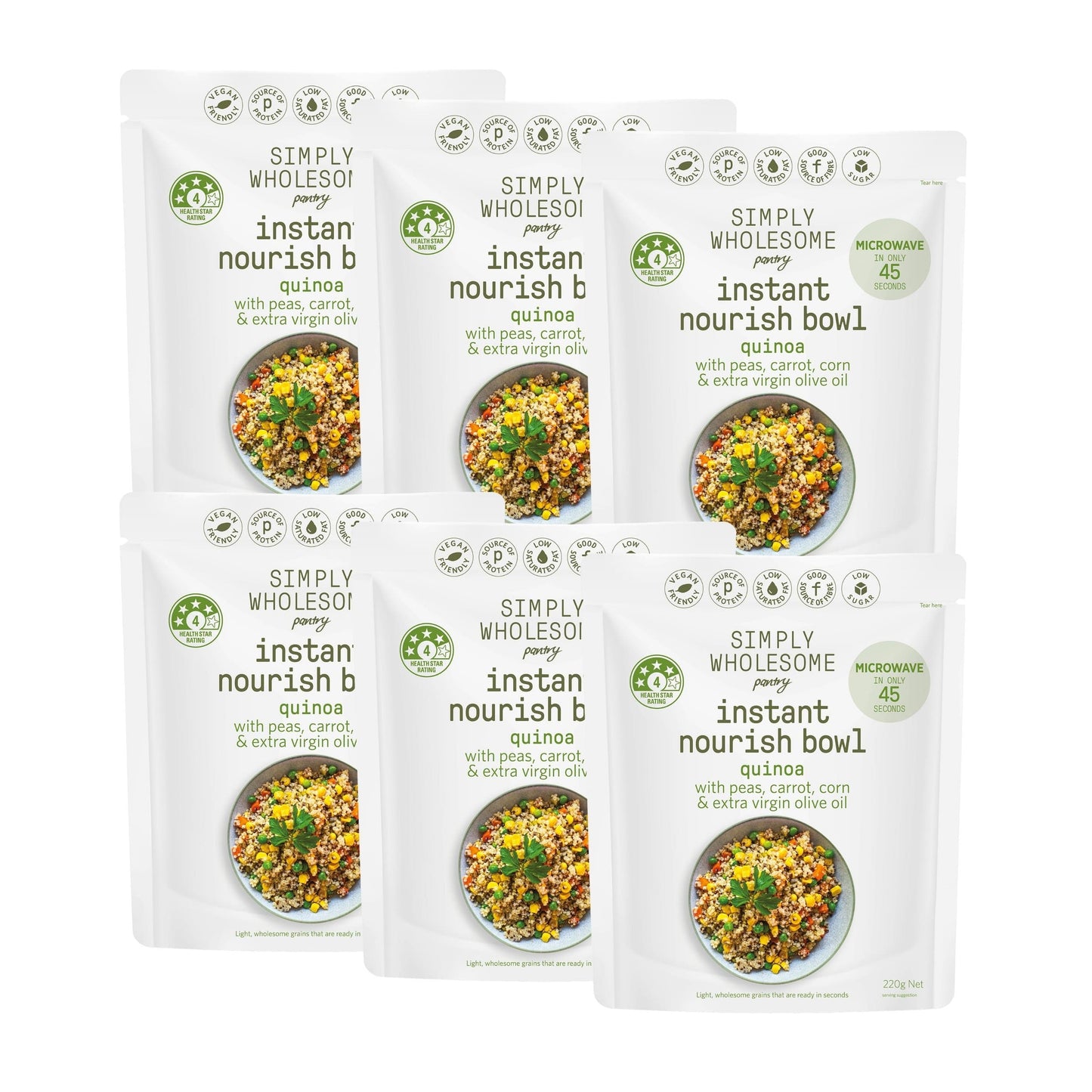 Nourish Bowl Quinoa with Peas, Carrot, Corn - 6 Pack Bundle