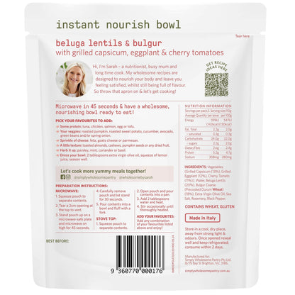 Nourish Bowl Beluga Lentils & Bulgur with Grilled Capsicum, Eggplant & Cherry Tomatoes - 6 Pack Bundle