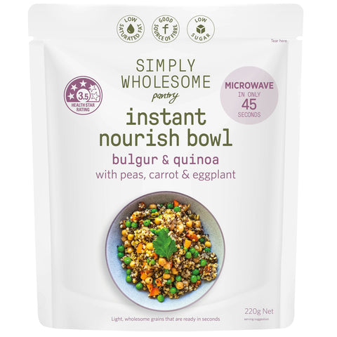 Bulgur & Quinoa with Peas, Carrot & Eggplant Nourish Bowl