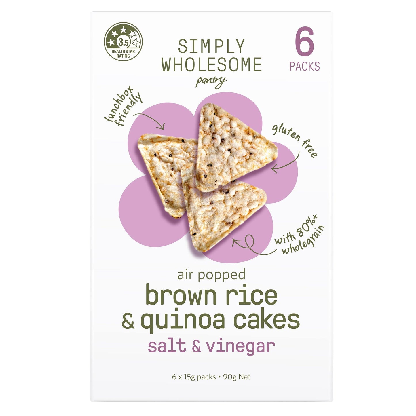 Air Popped Rice & Quinoa Cakes Salt & Vinegar - 6 Pack Bundle