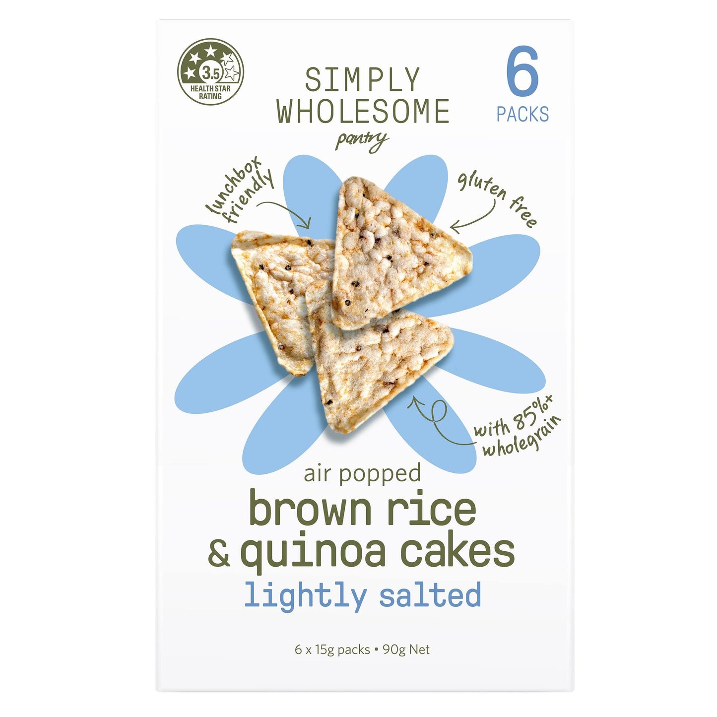 Air Popped Rice & Quinoa Cakes Lightly Salted - 6 Pack Bundle
