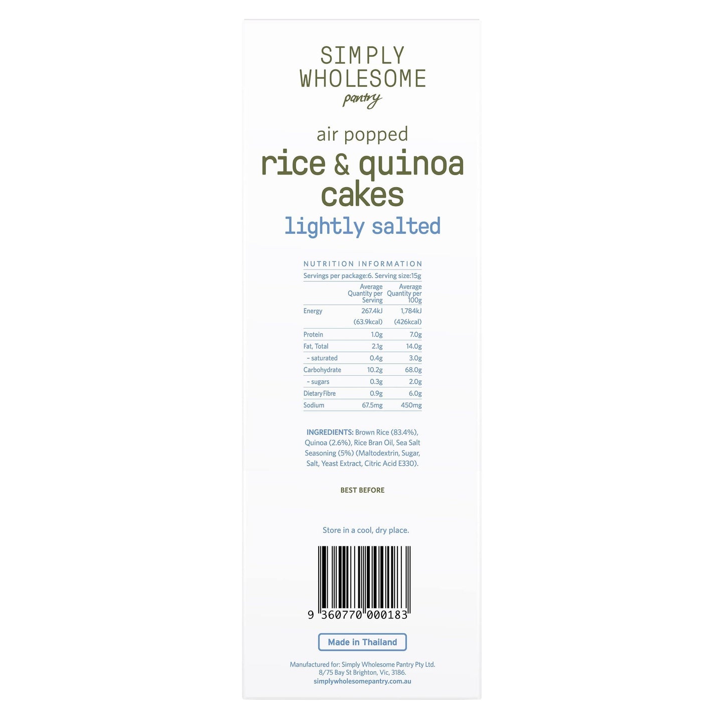 Air Popped Rice & Quinoa Cakes Lightly Salted - 6 Pack Bundle – Simply ...